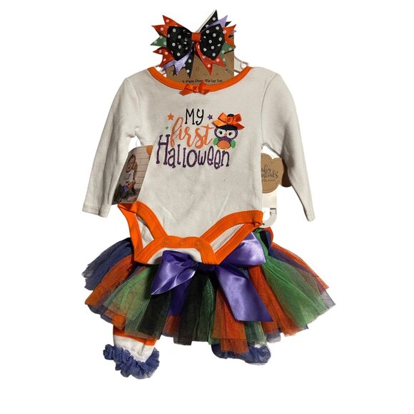 Baby Essentials My First Halloween Outfit 3M 4 pc Tutu Set With Headband - Picture 1 of 10